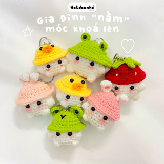 (Hàng có sẵn) Móc khoá Nấm đội mũ ếch tai thỏ cute, Móc khóa dễ thương, quà tặng handmade cho người yêu HDN