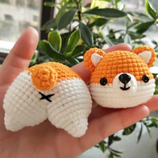 Móc khóa chó Corgi cute, Móc khóa len handmade dành cho cặp đôi, móc khóa dễ thương Corgi quà tặng cho người ấy