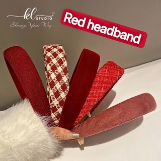[KL.STUDIO] Băng Đô Bờm Tóc Màu Đỏ Băng Đô Trơn Caro Dạ Đỏ Bờm Tóc Nữ Màu Đỏ Phù Hợp Noel Tết Nhiều Mẫu - HB11