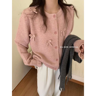 Áo len cardigan cổ tròn nơ nhỏ tay loe 2751