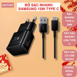 Bộ sạc nhanh Samsung chính hãng 15w Type C USB S8 S9 Note 8 Note 9 A50 A70 S10 M20 - 3astore