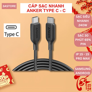 Dây cáp sạc nhanh type c anker a8856 1.8m thế hệ 3 100W (20V-5A) cho laptop samsung 25w note 10 20 s20 s21 s22 3astore