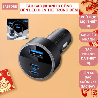  Tẩu sạc nhanh ô tô Anker 67W 3 cổng A2736 sạc PD 20w 35w cho nhiều thiết bị điện thoại 3astore 