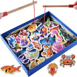 Đồ chơi câu cá nam châm gỗ 32 con chi tiết cho bé