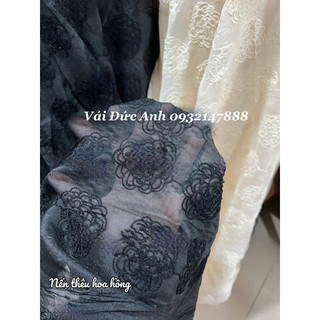 Vải nến thêu hoa hồng