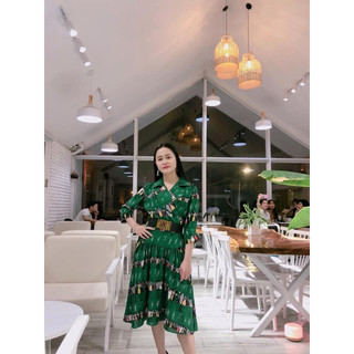 VÁY MAXI HOẠ TIẾT TAY LỠ HÌNH THẬT SHOP CHỤP
