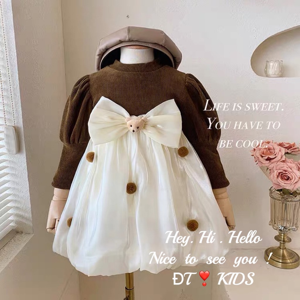 Váy cho bé gái, váy bé gái công chúa tơ óng cao cấp dáng bồng từ 8-20kg