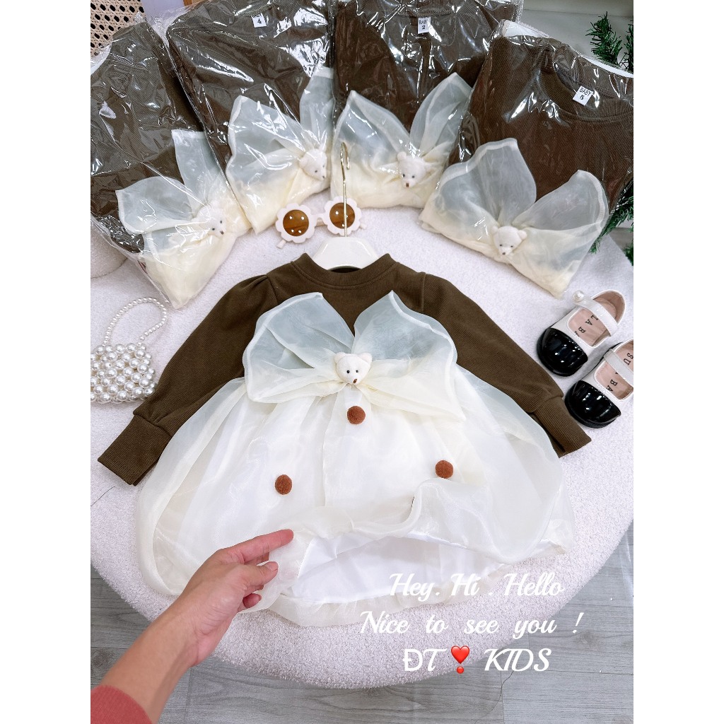 Váy cho bé gái, váy bé gái công chúa tơ óng cao cấp dáng bồng từ 8-20kg