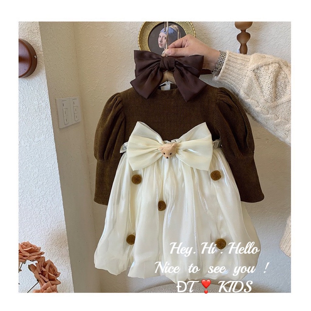 Váy cho bé gái, váy bé gái công chúa tơ óng cao cấp dáng bồng từ 8-20kg