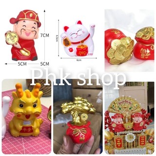 MÈO NHỰA - THẦN TÀI NHỰA ÔM THỎI VÀNG 7CM
