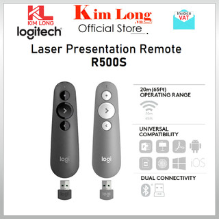 Bút trình chiếu logitech r500s kết nối bluetooth/ usb 2.4 ghz, trỏ laser 20m - bảo hành 12 tháng chính hãng
