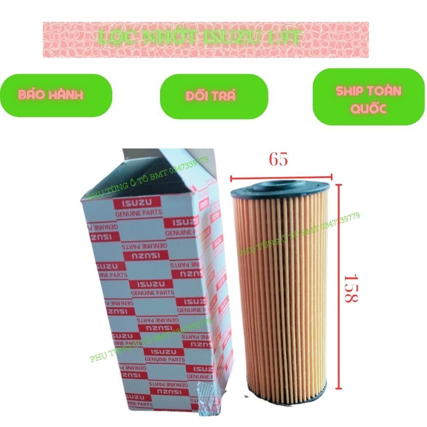 Lọc nhớt Isuzu 1.9 - 3.5 tấn, xe samco 3.0 4JJ1, loại lọc giấy, mã lọc  8-98018858-0/ O-584
