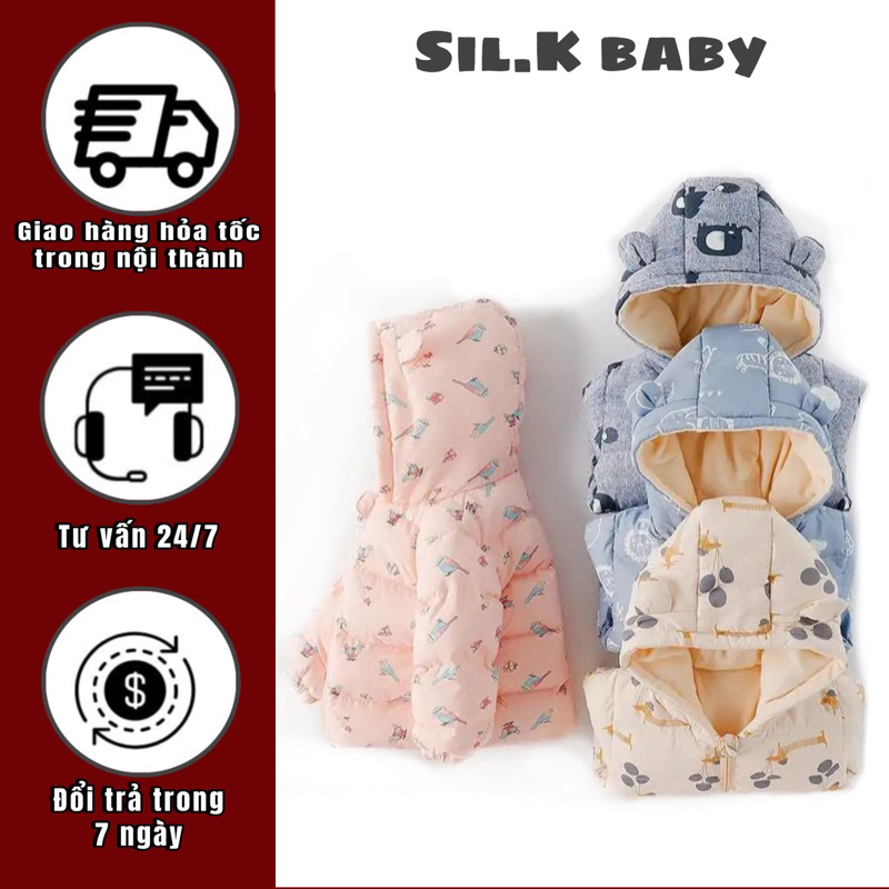 Áo khoác phao cho bé hàng QCCC chất dày mịn màu sắc dễ thương phù hợp mùa thu đông