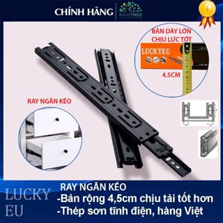 [Loại 3 tầng]Bộ 2 Thanh ray trượt cho ngăn kéo tủ cho thợ làm tủ, đóng tủ - Bản dày 45mm chất liệu inox sơn tĩnh điện