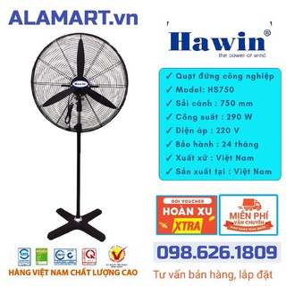 Quạt đứng công nghiệp hawin hs-750 290w cánh thép 750mm