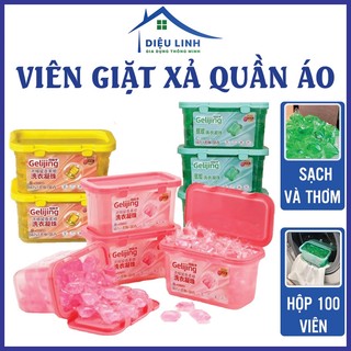 Viên nước giặt quần áo Hộp 100 Viên Giặt Xả Quần Áo Viên Nước Giặt Quần Áo Gelijing Dieulinhshop