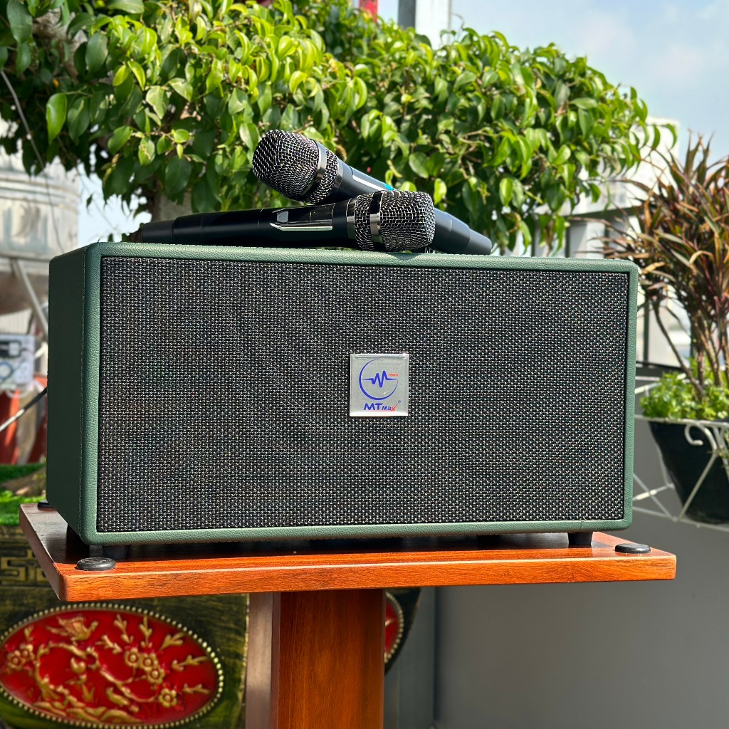 [Freeship] Loa karaoke bluetooth di động AT T18 mini 2 Micro UHF không dây cao cấp với cổng vol riêng biệt