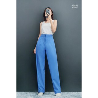 C3258 - 	quần ống đứng xẻ v bản trước sau