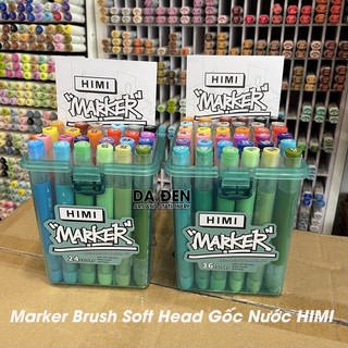 [DA ĐEN] Bút Marker HIMI Brush Ngòi Mềm Gốc Nước 24/36 Màu Hộp Nhựa