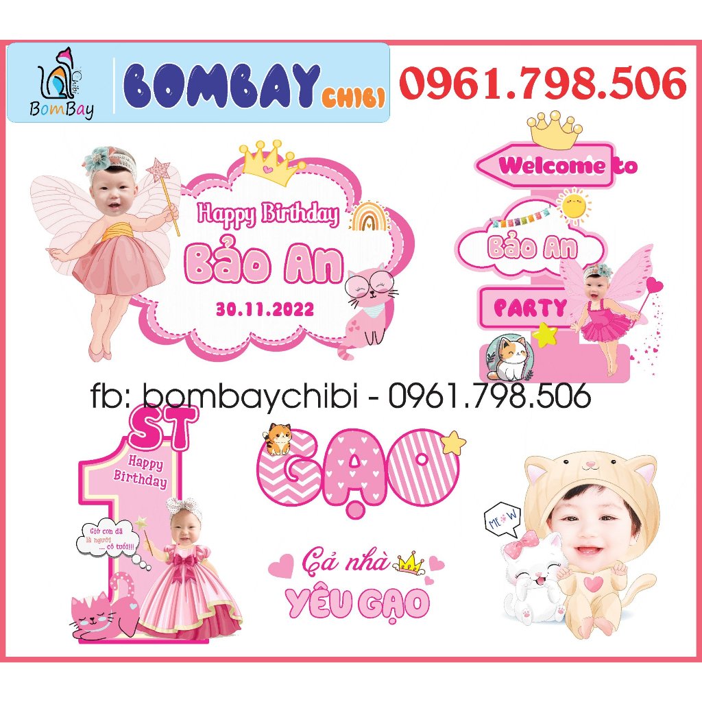 Combo Chibi chủ đề Mèo cho bé gái