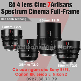 Bộ 4 lens quay phim 7Artisans Spectrum Cinema Lenses for Full-Frame 14mm T2.9, 35mm T2.0, 50mm T2.0, 85mm T2.0