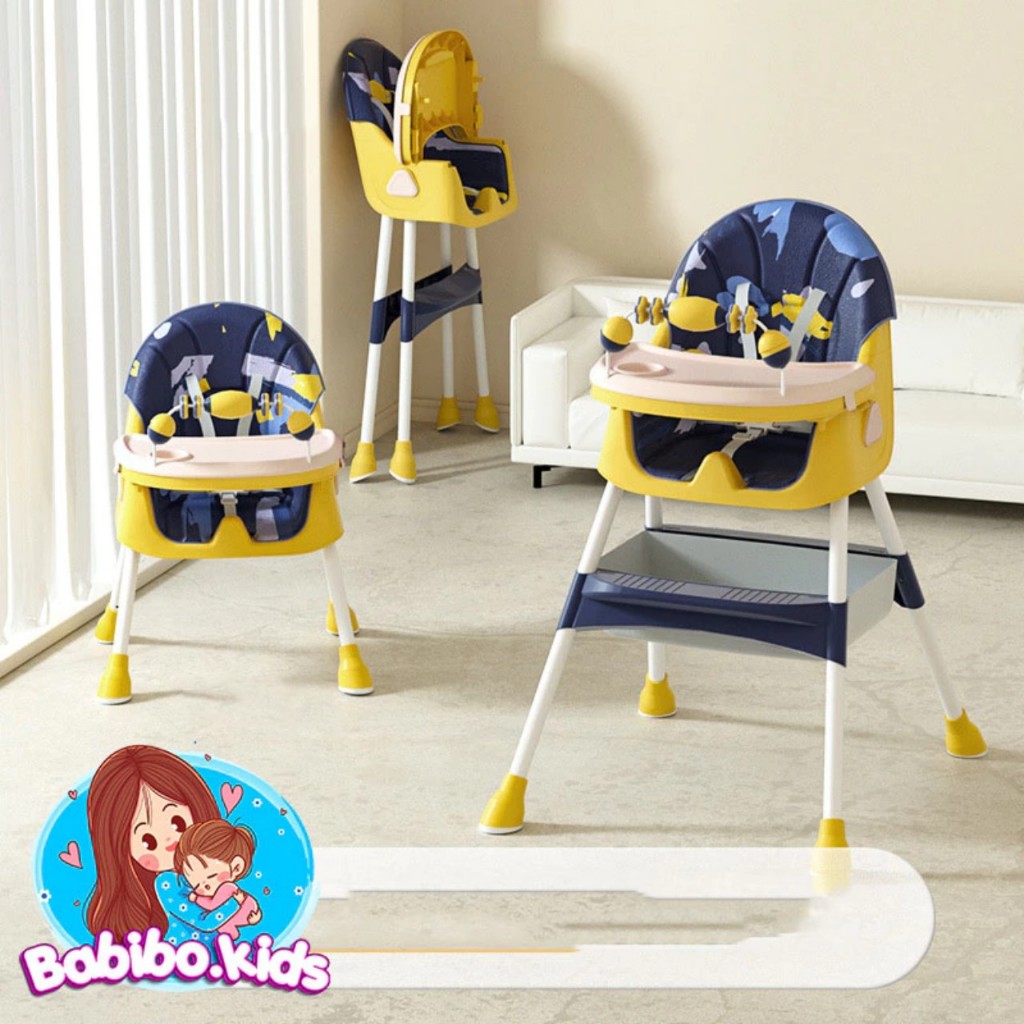 Ghế ăn dặm E560- cho bé Babychic Ghế ăn dặm đa năng gấp gọn có bánh xe cho bé TD
