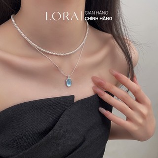Dây chuyền bạc s925 lora kết hợp đá aquamarine viên đá may mắn bst valentine