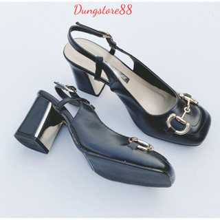  Giày cao gót DUNGSTORE88 Sục Gót Vuông Mũi Vuông 7cm Phom To Đặt Lùi Một Siez Có Hai Màu Đen Kem Mã-dd016 