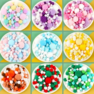 Set 200 quả pompom quả bông đủ màu tông macaron đủ size dùng trang trí, làm hoa, mầm non....