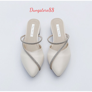Sục Cao Gót Giày Cao Gót DUNGSTORE88 Mũi Nhọn Gót Vuông 2cm 2 Màu Đen Trắng Sành Điệu thời trang