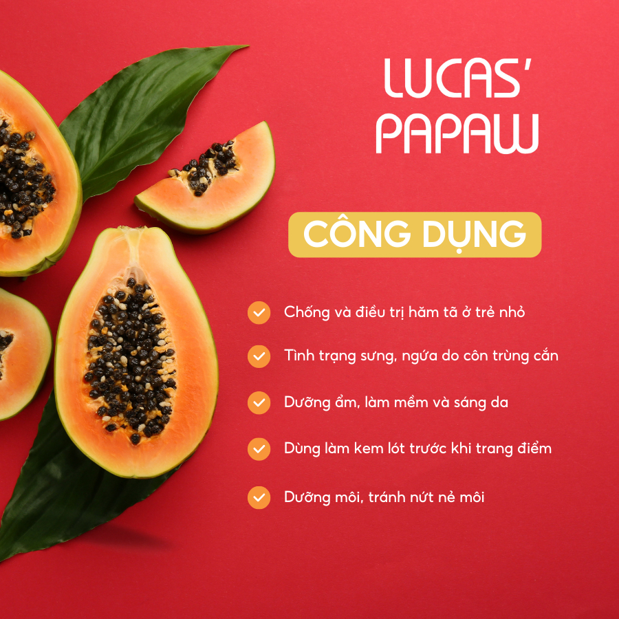 Kem đu đủ đa năng bôi ngoài da Lucas Papaw Ointment Úc (25g) giúp mờ sẹo, chàm, nẻ cho mọi lứa tuổi