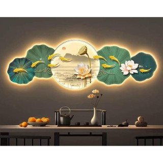 Tranh tráng gương đèn led mẫu hoa đồng hồ hiện đại sang trọng TT61