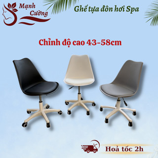 Ghế xoay nhựa PP cao cấp có nệm 1019PPX ghế làm việc, spa nail, mặt đệm chân bánh xe cao cấp