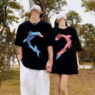 Áo đôi nam nữ, áo phông đôi cặp với người yêu, chất Cotton 100% 4 chiều Màu đen trắng, hình in Trái tim ghép đôi