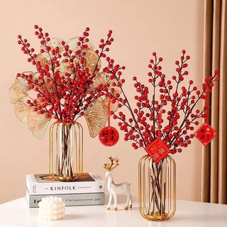  Cành Đào Đông Cherry 10 nhánh Quả Cắm Bình Hoa Trang Trí Tết Hàng Cao Cấp Loại 1 PHUONG DECOR 