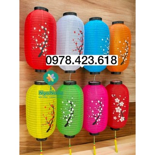 Đèn lồng Vải Hoa Đào, hoa mai hình trụ dài trang trí Trung Thu Tết đèn lồng Nhật Bản nhà Chùa lễ hội,nhà hàng,khách sạn