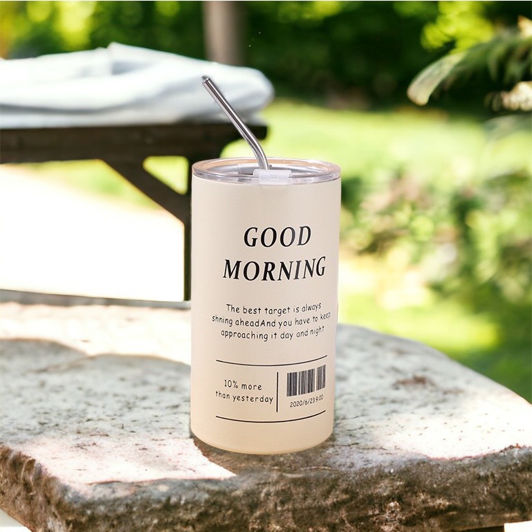Bình Giữ Nhiệt Iced Americano Good Morning 600ml Inox 304 Nắp Chống Tràn Dung Tích 600ml Kèm Ống Hút