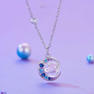 Dây chuyền bạc nữ s925 mặt trăng ngôi sao đá opal lấp lánh sang trọng - amooi silver ad513