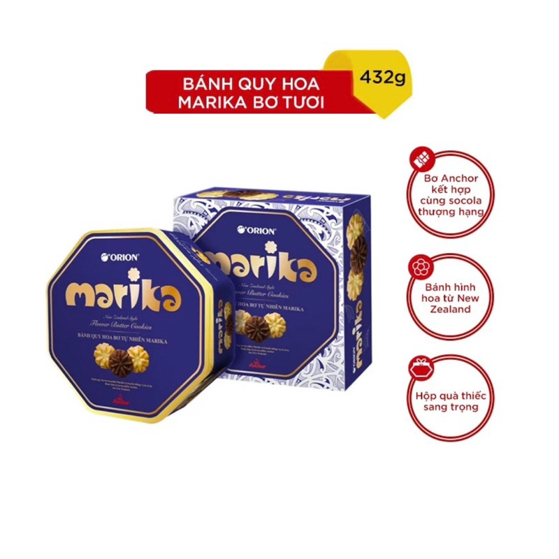 *SALE* Bánh quy hoa Orion Marika bơ tươi hộp thiếc 432g