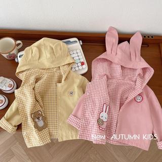 Áo khoác mỏng cho bé, Áo khoác kaki 2 mặt nhẹ nhàng cho bé họa tiết thỏ và gấu đáng yêu cho bé.