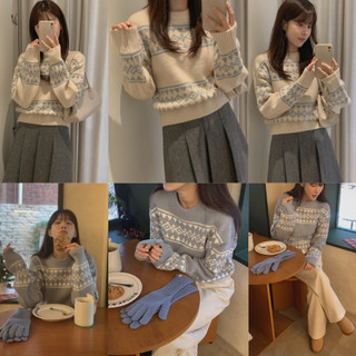 [D215] Áo len CHERRYKOKO Pie Jacquard Knit