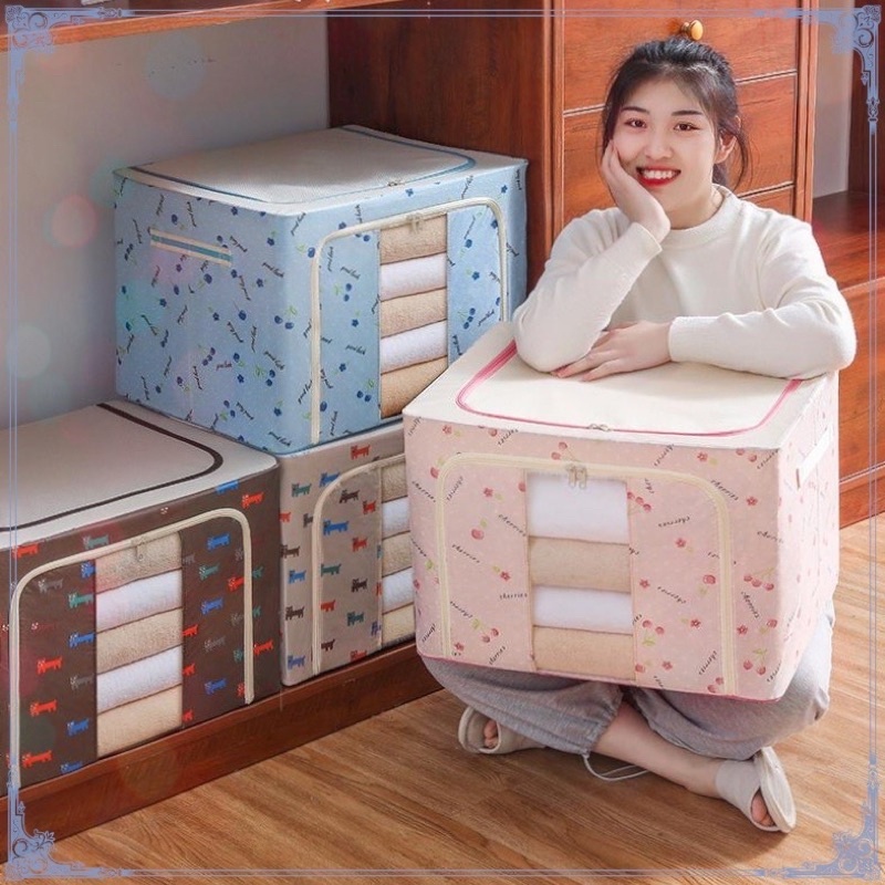 Túi Vải Khung Thép Gấp Gọn Dung Tích 35L Gấp Gọn Gàng Quần Áo Siêu Đẹp