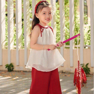 Bộ yếm đũi trắng quần đỏ (đồ đôi mẹ và bé) Tiny Winy S215