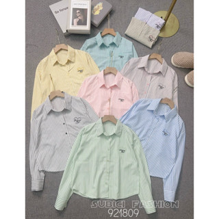  Áo Croptop Tay Dài Nữ Kẻ Sọc Nhí Pastel Dễ Thương Nhiều Mẫu Sơ Mi Croptop Dài Tay Form Vừa Freesize Từ 40-60k 