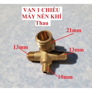 Van 1 chiều thau chia 4, ren 10mm; 13mm; 21mm máy nén khí