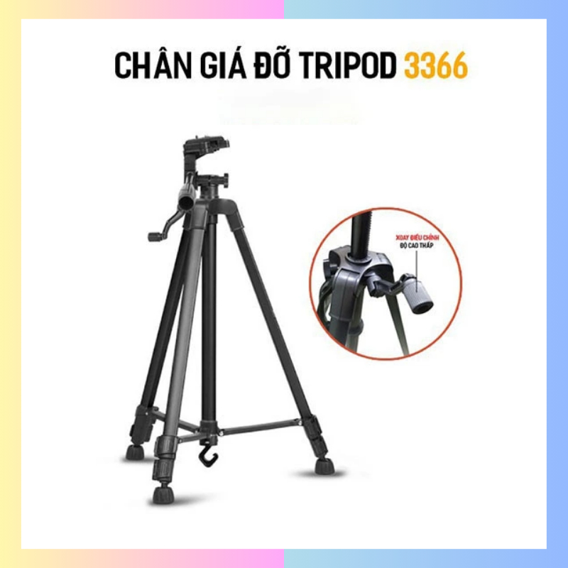 Chân Máy Ảnh Tripod 3366 Cao Cấp gấp gọn kèm kẹp điện thoại co giãn tiện dụng hoco.