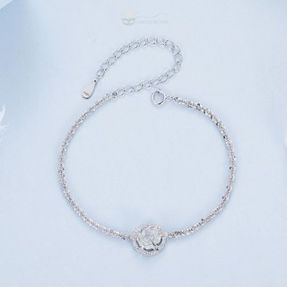 Lắc tay bạc nữ s925 sequin hoa hồng đính đá đổi màu nữ tính thanh lịch sang trọng - amooi silver at155