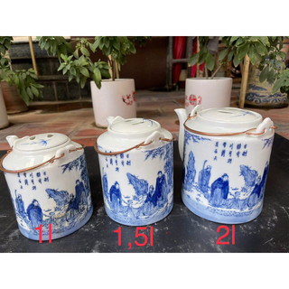 Ấm tích bát tràng 1,5lit hàng đẹp quai đồng