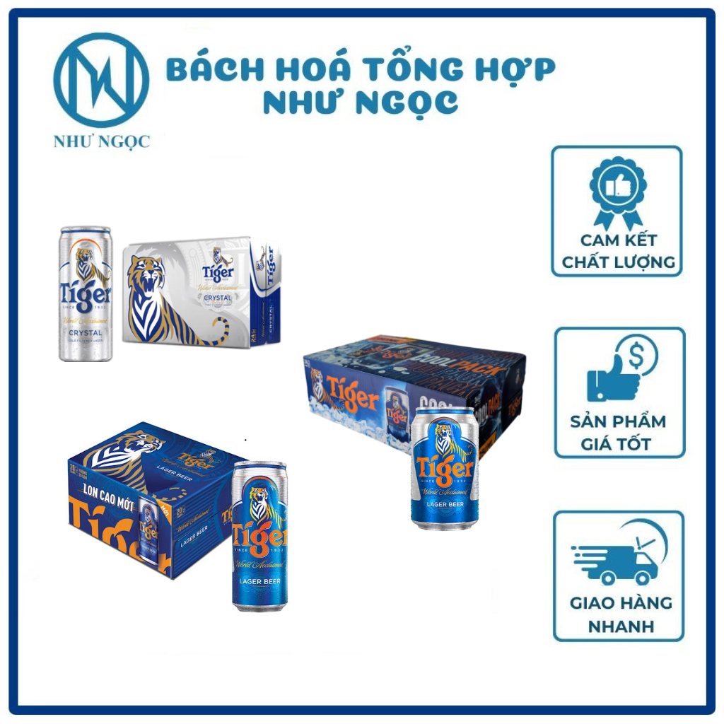 Bia Tiger Nâu/Tiger Bạc/ Tiger Cool Pack  Nồng Độ 4-5% - Bách Hóa Tổng Hợp Như Ngọc