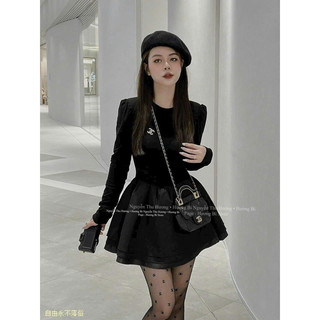 Đầm thun len phối xoè tầng,chất xịn đẹp khách nha,thun len xịn + phi xịn nha